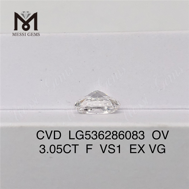 Diamante de laboratorio suelto barato de 3,05 ct color F VS diamantes hechos por el hombre sueltos ovalados