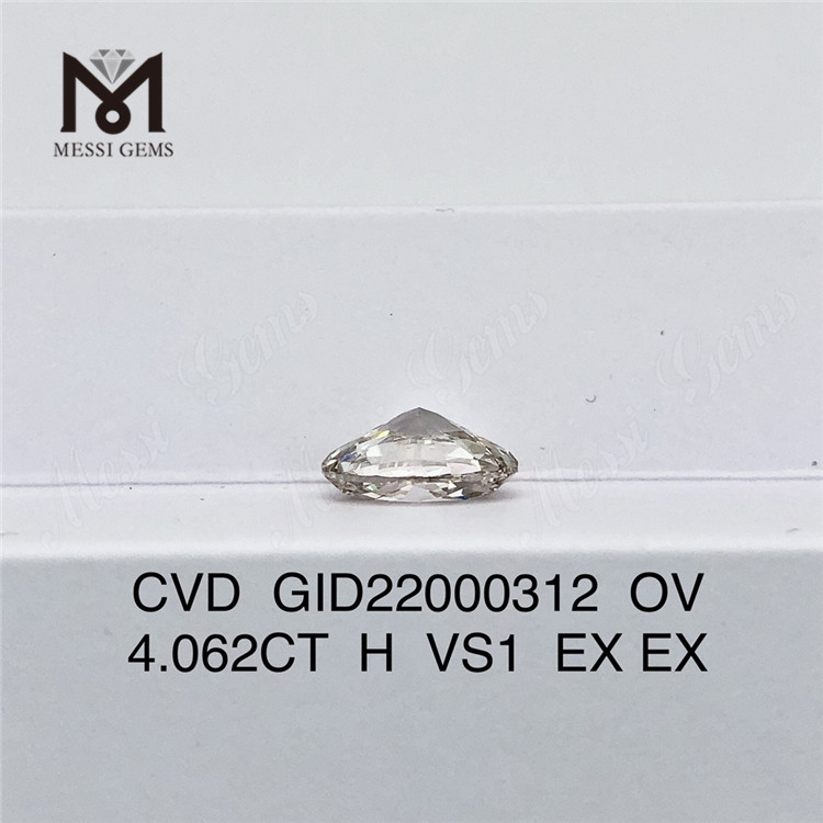 Diamante de laboratorio CVD de 4,062 quilates, forma ovalada, diamante cultivado en laboratorio EX a la venta