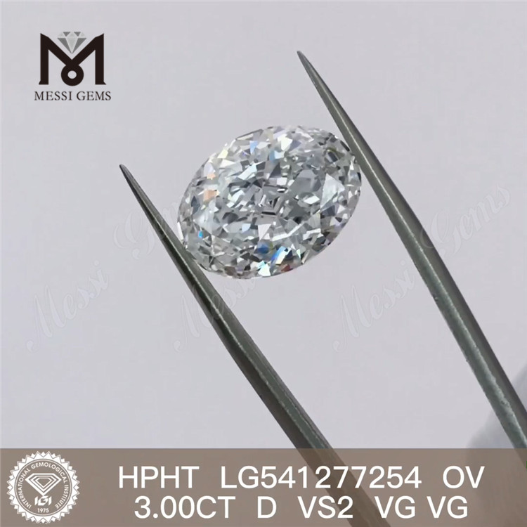 Diamantes cultivados en laboratorio de forma OVALADA de 3 ct D Diamante de laboratorio HPHT en stock