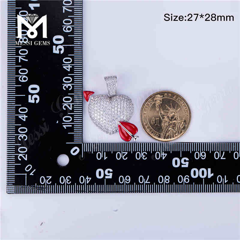 Corazón & Flecha Hip-Hop rapero Moissanite colgante de piedra para la venta