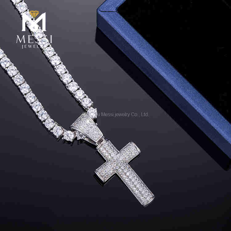 Colgante clásico de hip hop, collar cruzado de latón/cobre/plata para padre