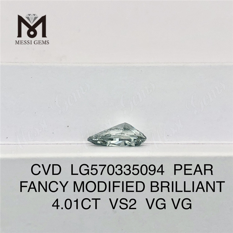 4.01CT PERA FANCY VERDE GRIS INTENSO VS2 VG VG diamante cultivado en laboratorio CVD LG570335094