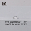1.06ct D VVS1 EX EX OVAL Diamante sintético CVD