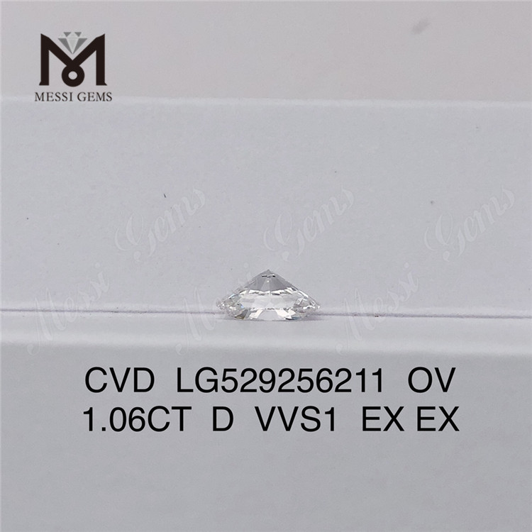 1.06ct D VVS1 EX EX OVAL Diamante sintético CVD