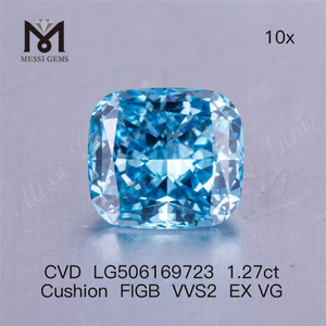 1.27ct FIG Cojín de corte VVS laboratorio creado diamante azul 6.55X5.93X3.97MM