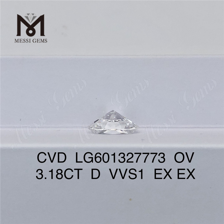 3.18CT D VVS1 diamante de laboratorio cvd ovalado LG601327773 丨 Messigems