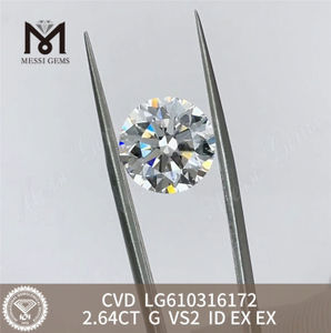 2.64CT diamantes de laboratorio al mejor precio G VS2 CVD Lujo asequible con IGI LG610316172 丨Messigems