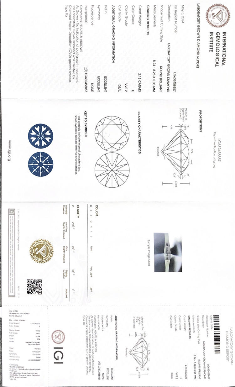 diamantes cultivados igi de 2 quilates