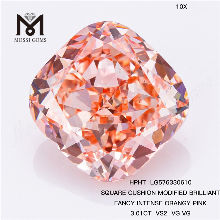 3.01CT VS2 VG VG COJÍN FANCY NARANJA INTENSO Hpht Diamante Rosa LG576330610