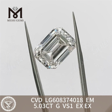 5.03CT G VS1 Diamantes sintéticos de talla esmeralda en línea Brilla con confianza 丨Messigems CVD LG608374018