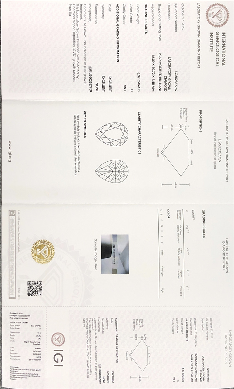 certificado de diamante cvd de 8 quilates