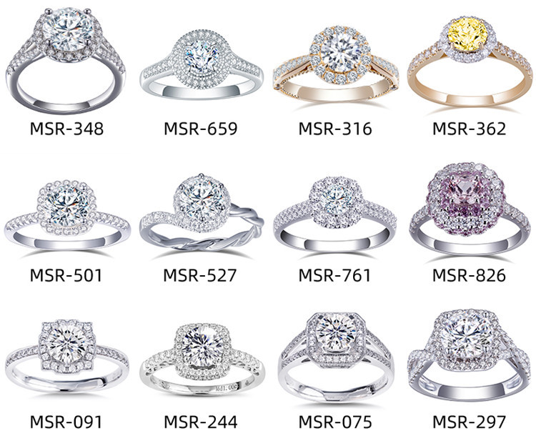 14 anillos de compromiso de oro de 18 quilates con corte de halo, joyería de oro blanco, regalo para mujer, diseño clásico superventas 