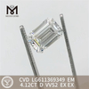 4.12CT D diamantes fabricados sueltos de talla esmeralda de 4ct VVS2 LG611369349 丨Messigems