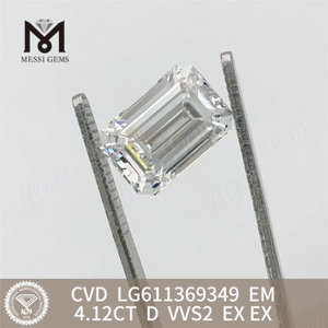 4.12CT D diamantes fabricados sueltos de talla esmeralda de 4ct VVS2 LG611369349 丨Messigems
