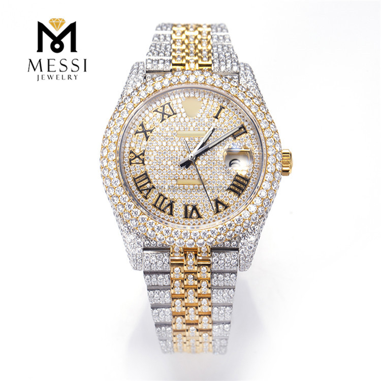 Reloj de moissanita VVS helado personalizado, probador de pase de reloj de Hip Hop con diamante de moissanita certificado