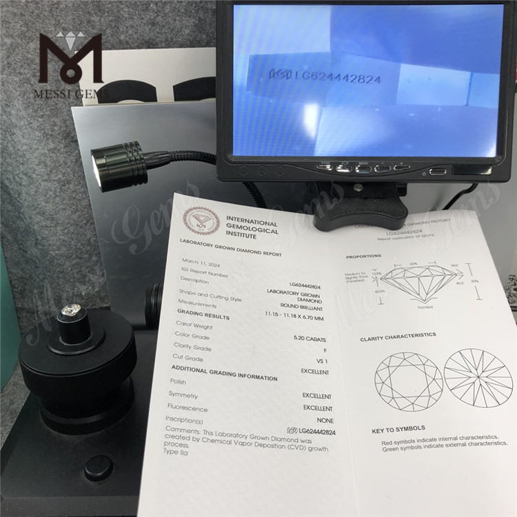 5.20CT F VS1 3EX Diamantes hechos en laboratorio CVD LG624442824丨Messigems