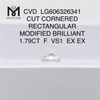 1.79CT F VS RECTANGULAR IGI Diamantes clasificados CVD LG606326341 Perfección impecable 丨Messigems 