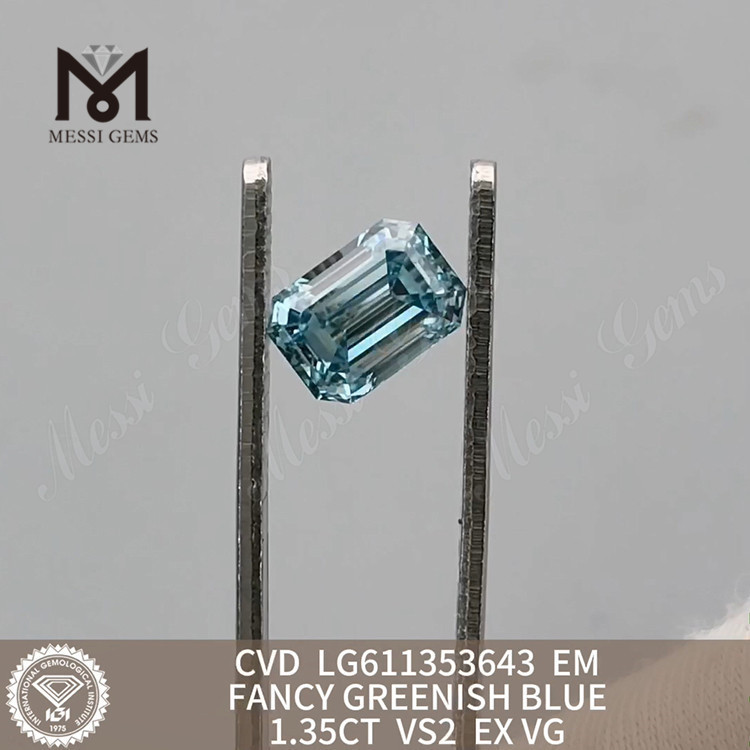 1.35CT EM VS2 FANCY VERDE AZUL Diamantes cultivados en laboratorio con certificación igi 丨Messigems LG611353643 