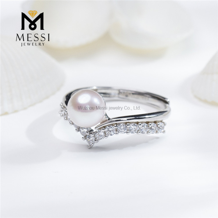 Anillos de perlas de agua de mar de boda S925 akoya para su día especial