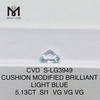 5.13CT COJÍN SI1 AZUL CLARO diamantes de laboratorio certificados IGI Certificado Sustainable Sparkle 丨Messigems CVD S-LG3949