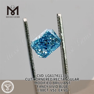 1.88CT VS1 EX VG CVD RECTANGULAR FANCY VIVID BLUE diamantes de fábrica LG617411386 丨Messigems