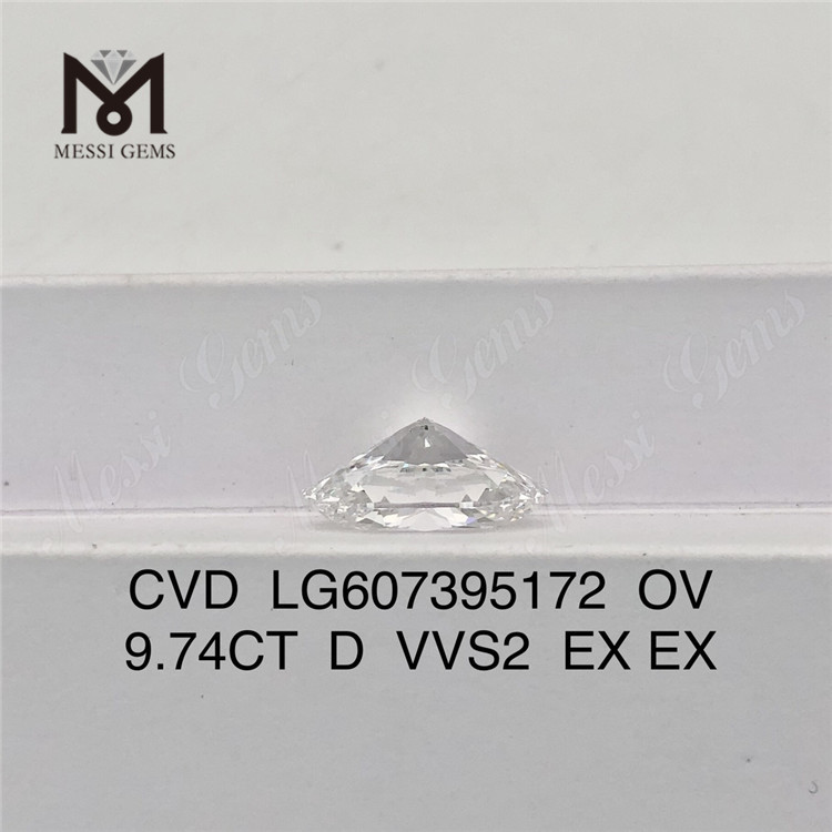 9.74CT D VVS2 OV diamantes grandes creados en laboratorio CVD LG607395172 丨Messigems