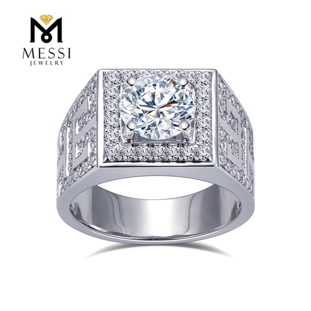 Anillo de compromiso y boda con diamantes de laboratorio para hombre en alianza de boda de 10 k para hombre 丨Messijewelry