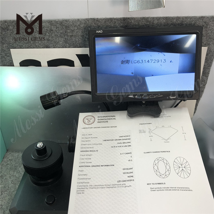 5.11CT E OV VS2 CVD diamantes fabricados en laboratorio LG631472913 丨Messigems