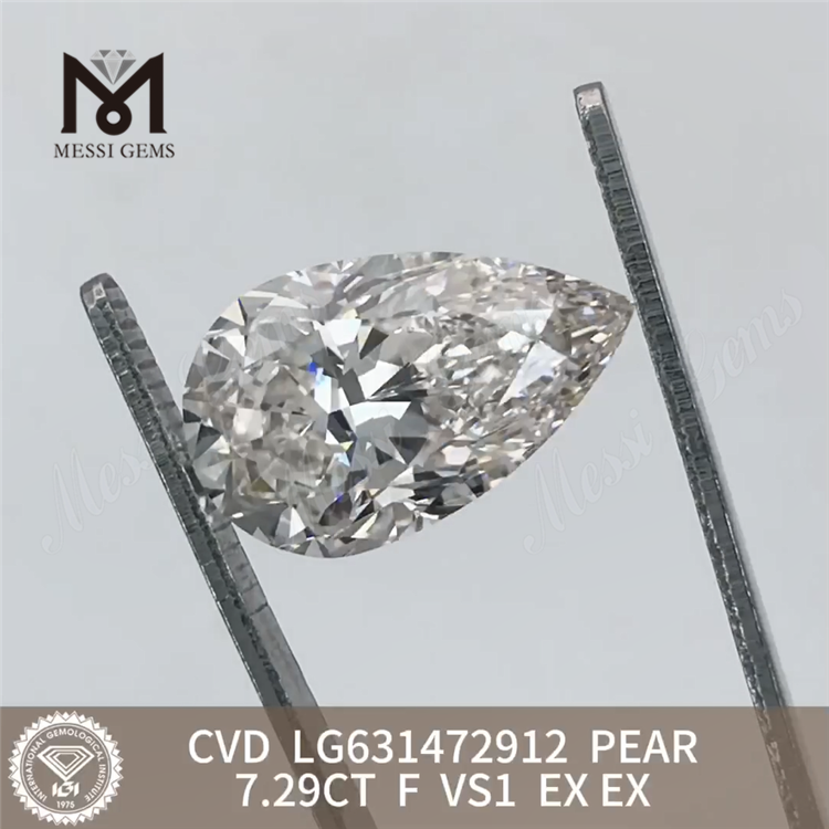 7.29CT F Diamante cultivado en laboratorio de pera VS1 EX EX CVD LG631472912 丨Messigems