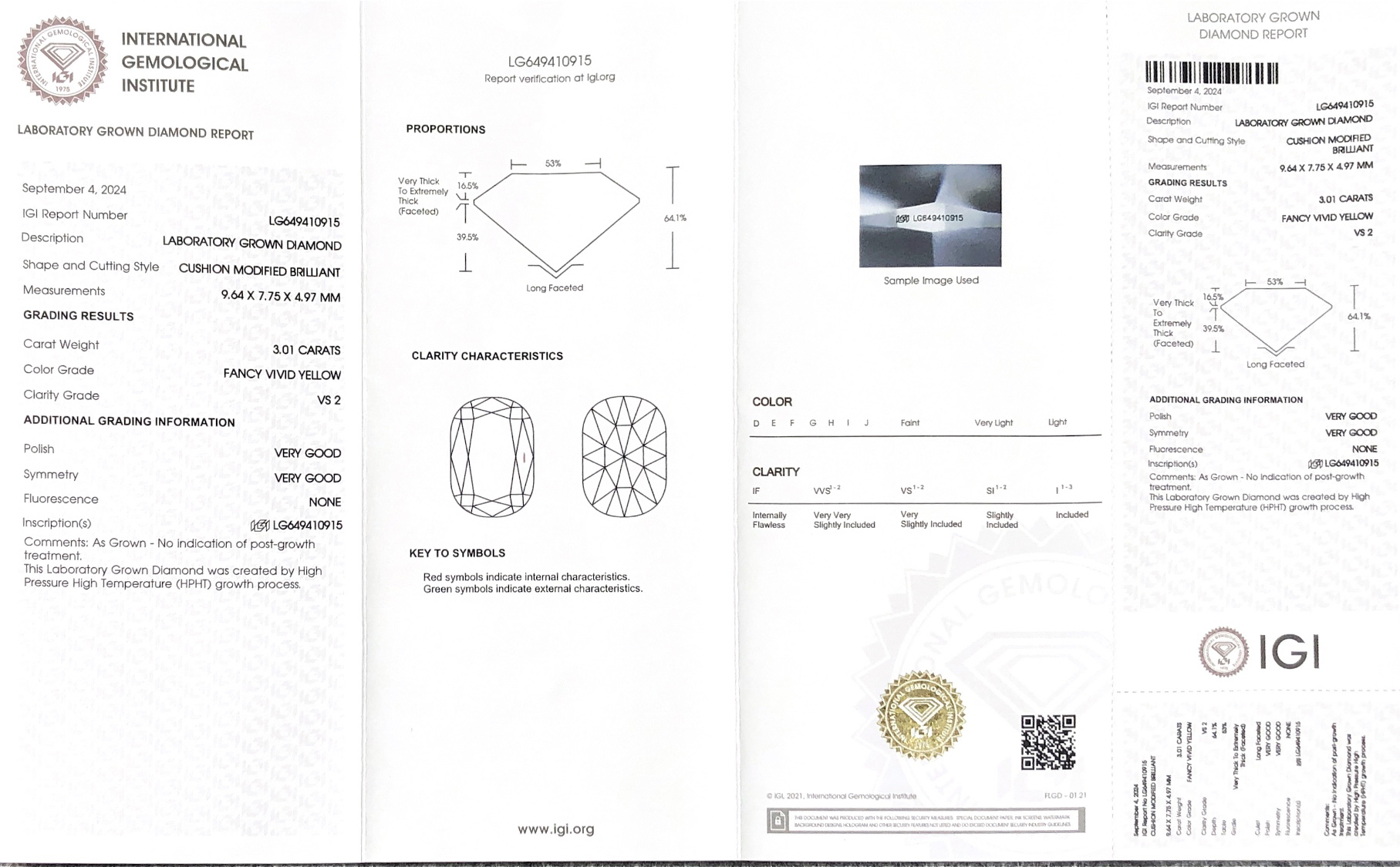 Vívido laboratorio amarillo 3ct creado Diamond
