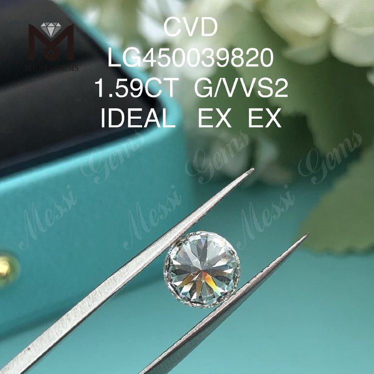 1,59 quilates G VVS2 Diamantes redondos de laboratorio CVD