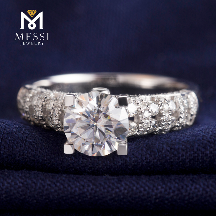 Anillo de boda de oro blanco de 1 quilate moissanite oro moda