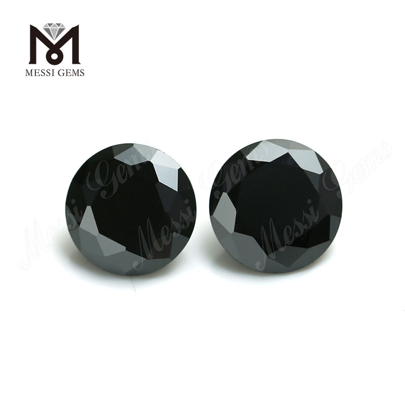 Piedra de circonita cúbica balck de alta calidad a precio de fábrica, piedra preciosa suelta CZ de corte redondo