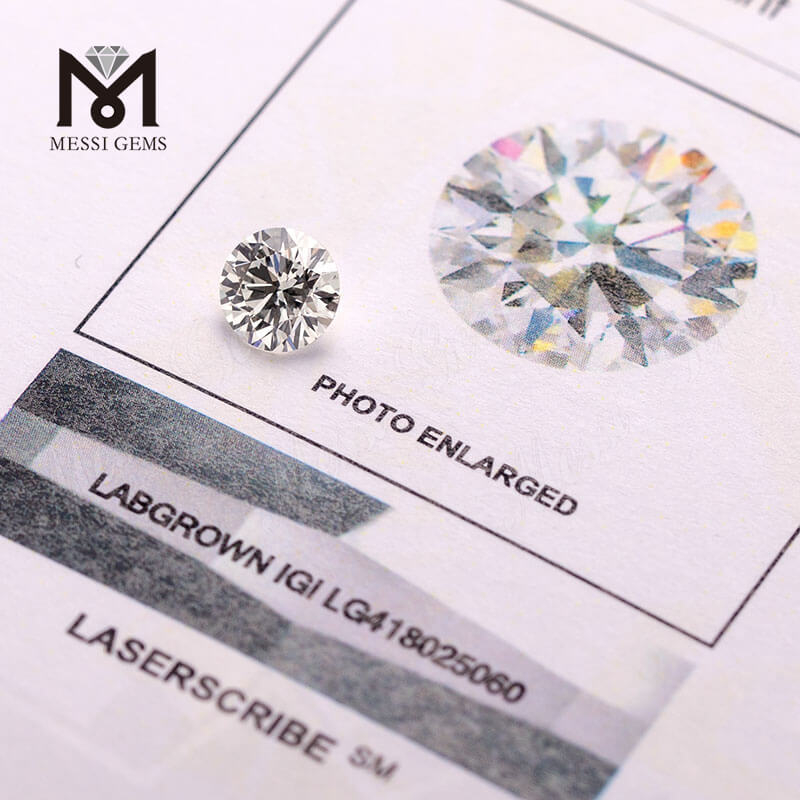 precio al por mayor1.24 quilates H VVS2 IDEAL blanco sintético cultivado en laboratorio diamante CVD suelto 