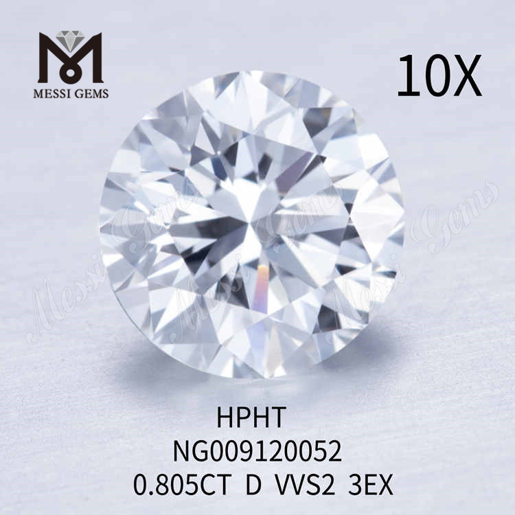 0.805CT blanco VVS2 3EX diamante suelto redondo hecho en laboratorio 