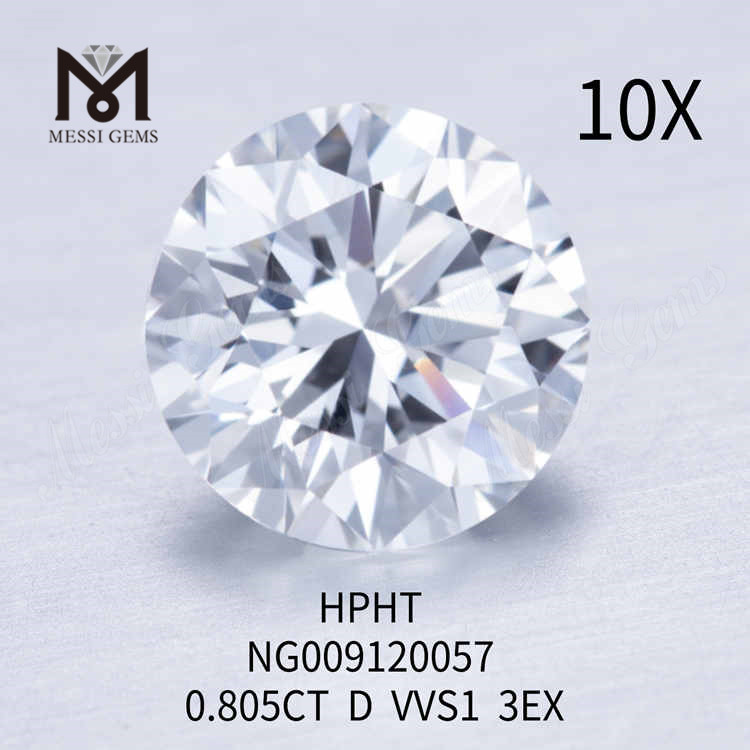 0.805CT VVS1 diamante suelto redondo hecho en laboratorio 3EX D