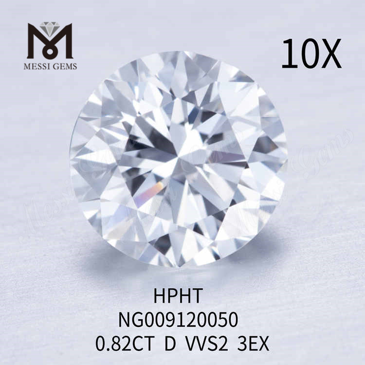 0.82CT Redondo D VVS2 3EX Diamante suelto hecho en laboratorio 
