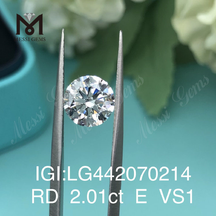 2,01 quilates E VS1 redondo barato laboratorio cultivado gemas diamante 3EX precio barato
