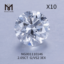 Diamantes de laboratorio redondos G de 2,05 ct VS2 EX Cut Grade
