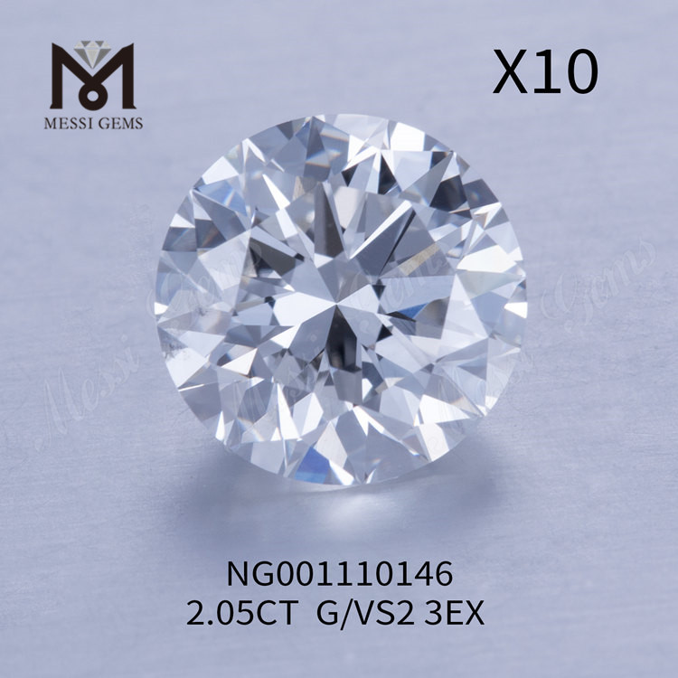 2.05ct G Round VS2 EX Cut Grade mejores diamantes cultivados en laboratorio en línea