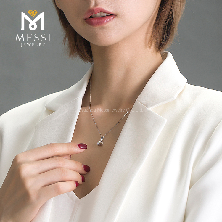 Collar de oro real moissanite para niña