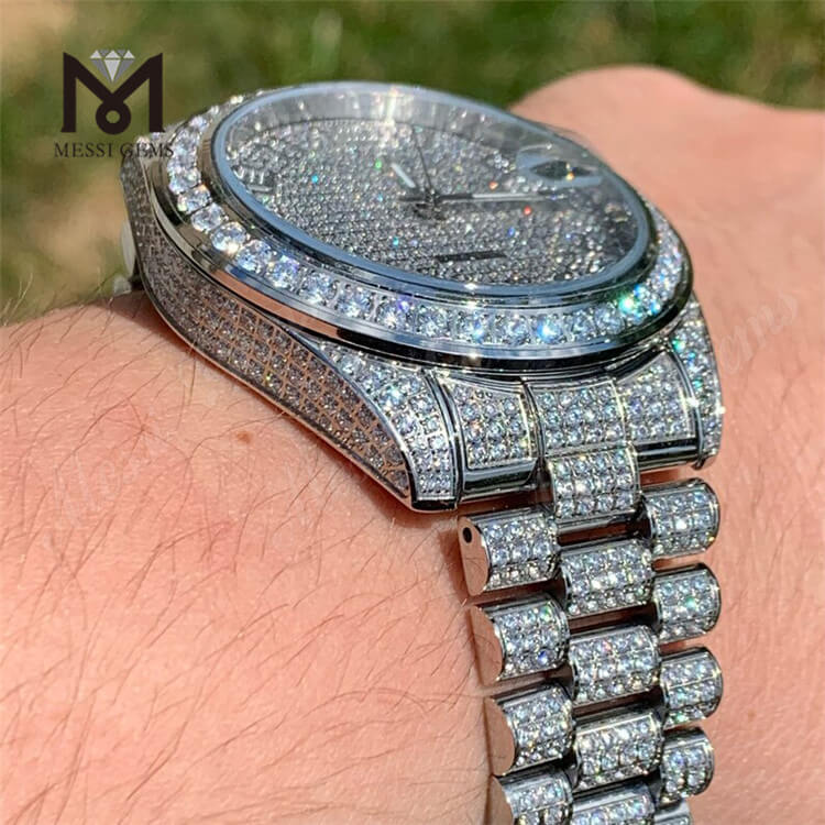 Reloj de diamantes Moissanite para mujer de lujo personalizado