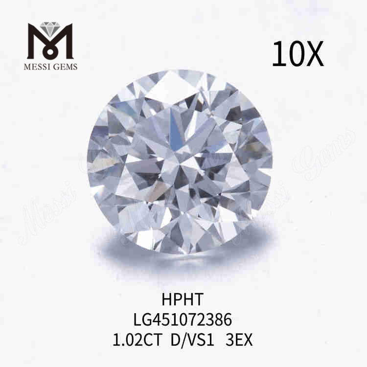 1.02ct D/VS1 RD diamante cultivado en laboratorio suelto 3EX