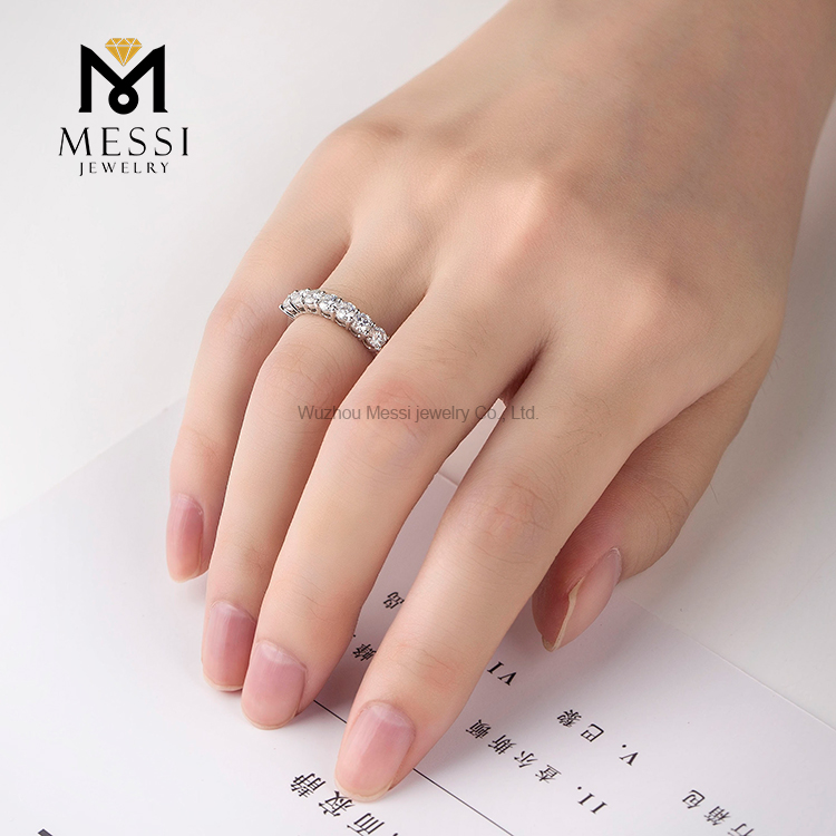 Anillo de media eternidad 14K 18K Oro blanco Joyería anillos de moissanite de boda