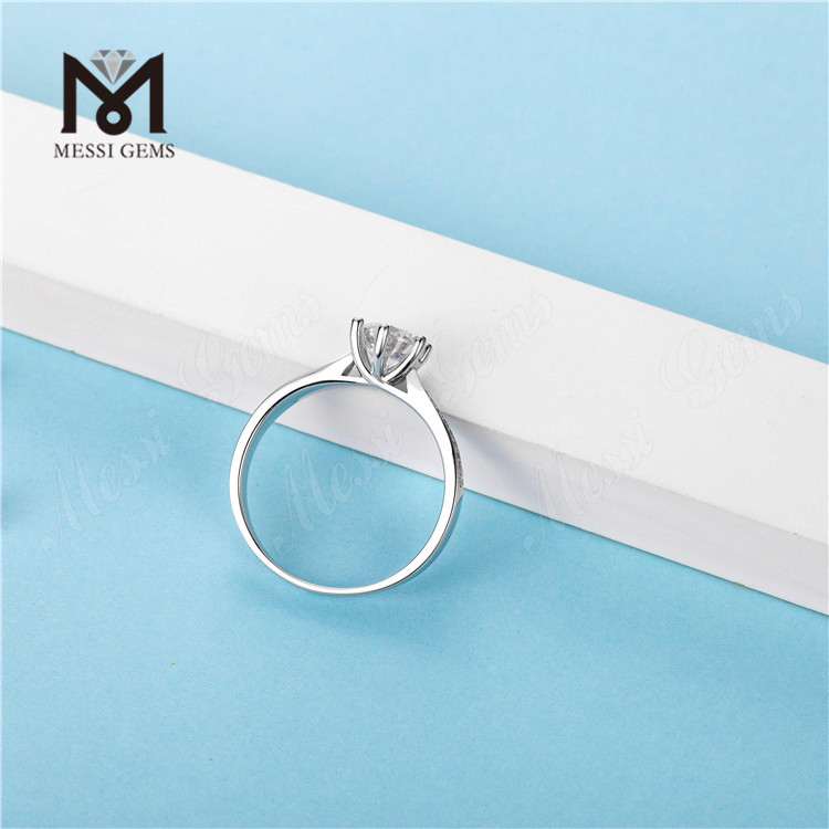 Messi Gems anillo de plata de ley 925 con diamante moissanite de 1,5 quilates para mujer