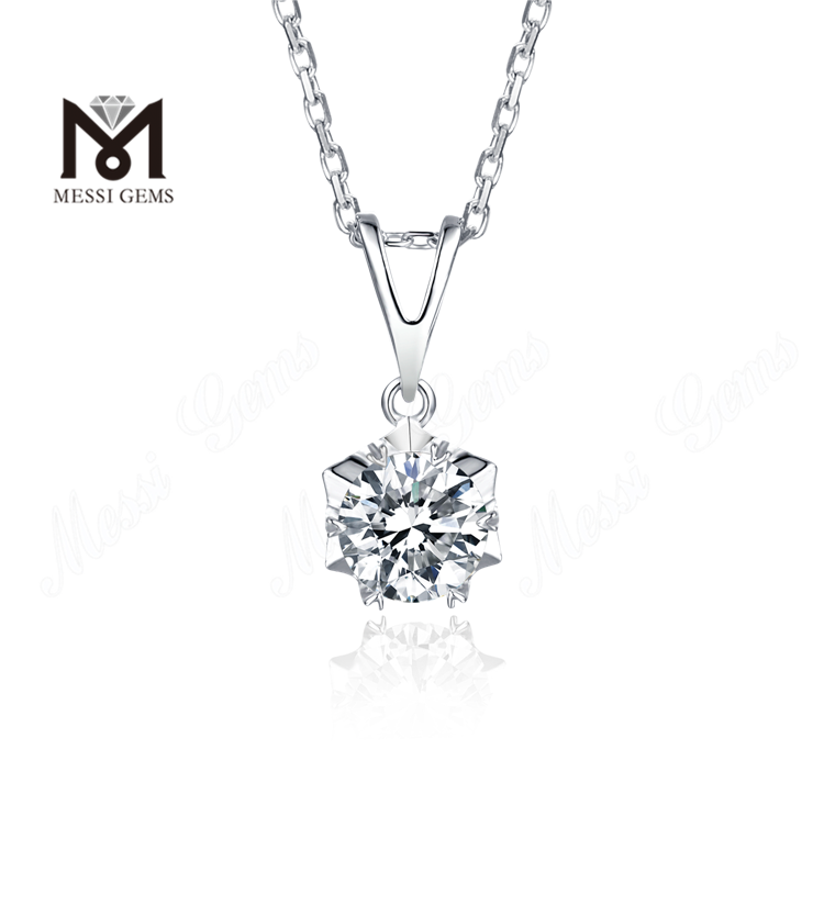 Messi Gems - Colgante de plata de ley 925 con diamante de moissanita de 1 quilate para mujer