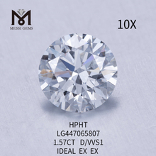 1,57 quilates D VVS1 Redondo IDEAL Cortar diamantes cultivados en laboratorio HPHT