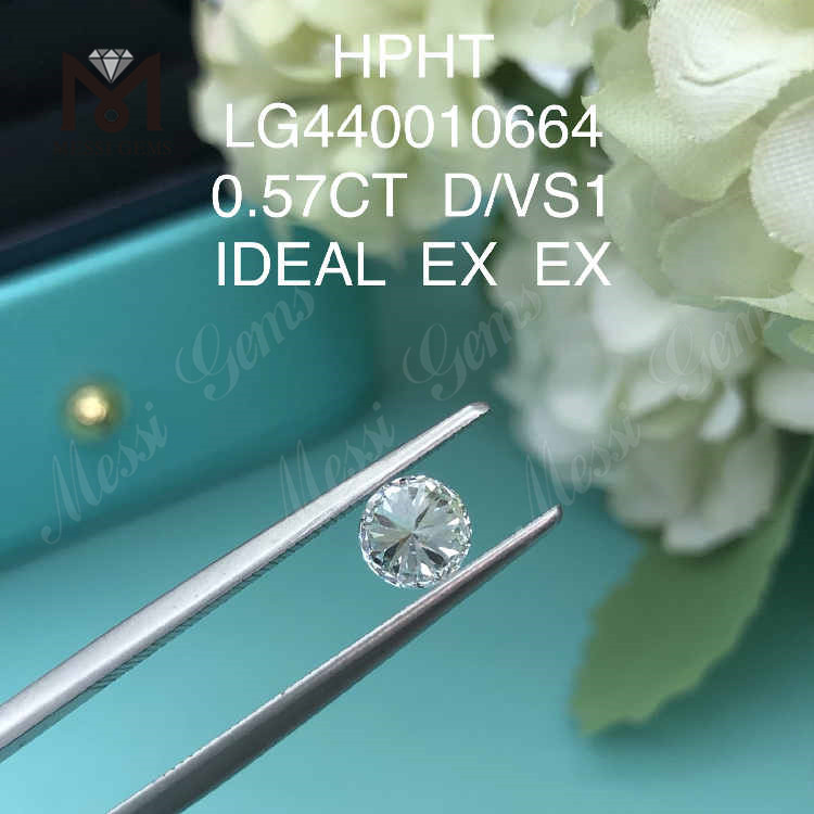 0.57CT D/VS1 diamantes redondos cultivados en laboratorio en línea IDEAL