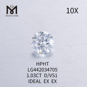 1,03 quilates D VS1 IDEAL EX EX Diamante redondo cultivado en laboratorio