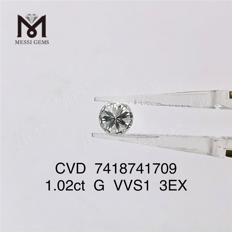 1.02ct VVS cvd diamante Ronnd Cut 3EX diamante hecho por el hombre en stock